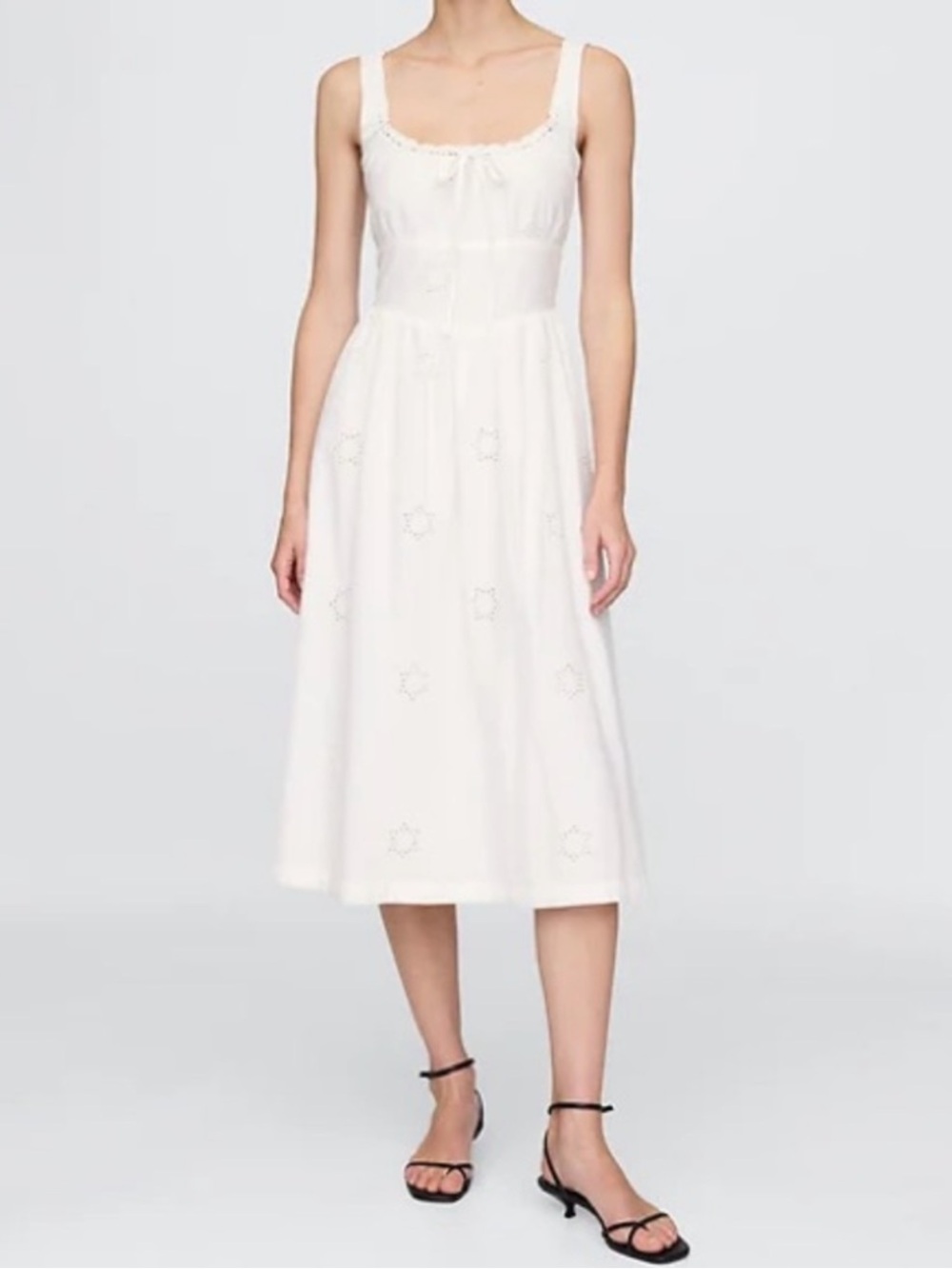 GAP White Eyelet Spaghetti Strap Midi Dress Size Small - Picture 1 of 4